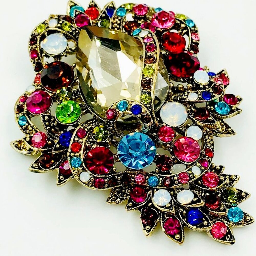 Large Bright Vibrant Multicolored Rhinestone Crys… - image 1